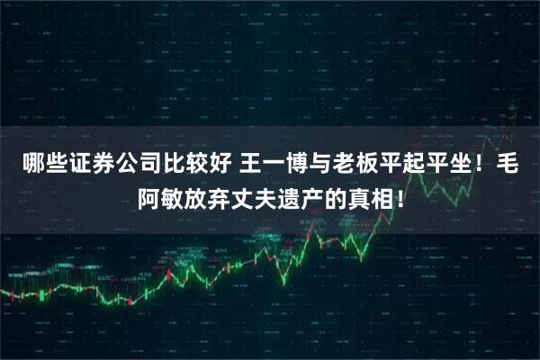 哪些证券公司比较好 王一博与老板平起平坐！毛阿敏放弃丈夫遗产的真相！